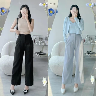Quần Ống Rộng Thời Trang Nữ Cơ Bản Ống Suông Form Đứng Xếp 1 Ly Trước Cạp Cao GAGO GO4306