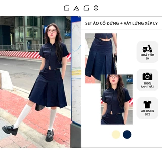 Set áo váy đũi cổ tàu GAGO Brand phong cách Chinese cách điệu tiểu thư sang trọng GA5092 GO5093