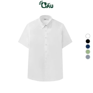 Áo sơ mi nam Gấu 194 tay ngắn cổ bẻ vải coton lụa mềm mịn, ít nhăn - form slimfit