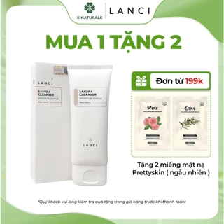 Sữa rửa mặt dưỡng da Lanci Sakura Cleanser hỗ trợ cấp ẩm làm trắng da mặt 100g K Naturals