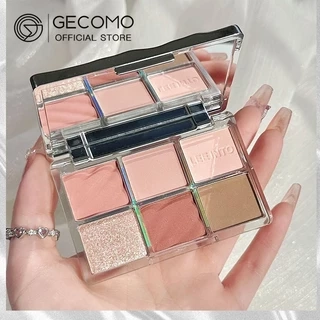 Bảng Phấn Mắt GECOMO 6 Màu Khói Tông Xanh Dương Lì Và Nhũ Trang Điểm Cho Nữ Y2K