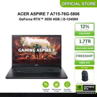 Laptop Acer Aspire 7 A715-76G-5806 i5-12450H | GeForce RTX™ 3050 4GB | 16GB | 512GB | 15.6' FHD 144Hz