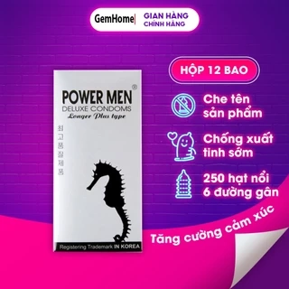 Bao cao su POWER MEN LONGER PLUS gân gai tăng khoái cảm kéo dài thời gian