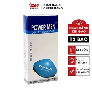 Bao cao su PowerMen chống xuất tinh sớm hộp 12 chiếc GEMHOME