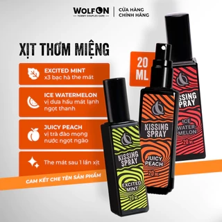 Xịt Thơm Miệng Kissing Spay Wolf ON Hương Trái Cây Bạc Hà Thơm Mát Sảng Khoái Nhỏ Gọn 20ml Gemhome