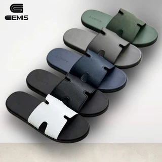 Dép Nam GEMIS Quai Ngang 5 Màu Size 38-44, Quai Da Sần Phủ Nano, Đế Đúc Cao Xu Chống Trơn Trượt