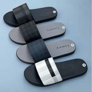 Dép Nam Luxury Đế Cao Xu Kép 2 Lớp Chống Trơn Trượt  Nhung Len Đồng - Slipper