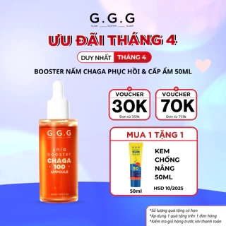 Booster Nấm Chaga Phục Hồi, Dịu Da Và Cấp Ẩm Chuyên Sâu - G.G.G Uniq Booster Chagga 100 Ampoule 50ml