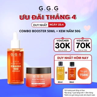 COMBO Cấp Ẩm Phục Hồi & Tái Sinh Làn Da - G.G.G Kem Dưỡng Nấm 50g & Booster Nấm Chaga 50ml