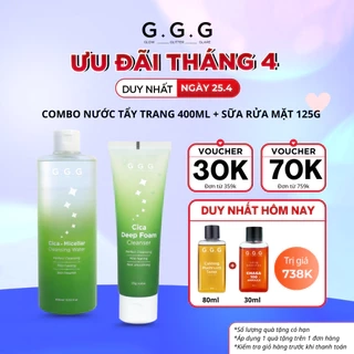 COMBO Sạch sâu, Ẩm mịn, Không khô da từ Rau Má - G.G.G Nước Tẩy Trang Cica 400ml & Sửa Rửa Mặt Cica 125gr