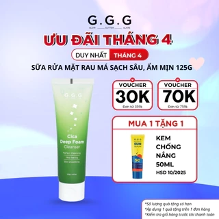 Sữa Rửa Mặt Rau Má AHA/BHA/PHA Sạch Sâu, Ẩm Mịn, Không Khô Da - G.G.G Cica Deep Foam Cleanser 125g