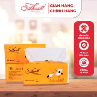 Giấy ăn rút lụa Silkwell Sếu Cao cấp 200 tờ 3 lớp chính hãng siêu mềm mịn không tẩy trắng