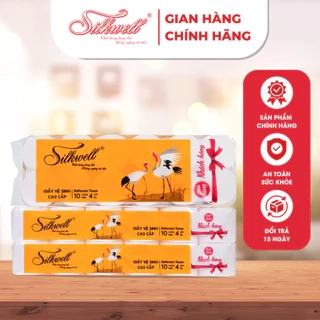 Giấy vệ sinh Sếu 12 cuộn 4 lớp không lõi cao cấp siêu mềm mịn không tẩy trắng hàng chính hãng