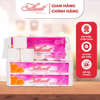 Giấy vệ sinh Silkwell Tím 10 cuộn 3 lớp có lõi cao cấp siêu mềm mịn không tẩy trắng hàng chính hãng
