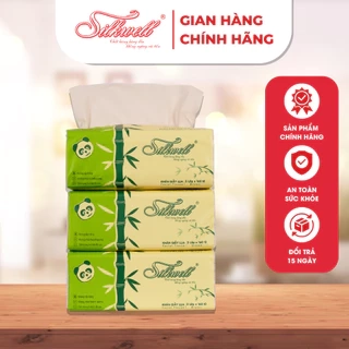 Khăn giấy ăn gấu trúc Silkwell 160 tờ 3 lớp siêu dai không tẩy trắng hàng chính hãng