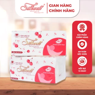 Khăn giấy ăn rút lụa cao cấp Silkwell 280 tờ 2 lớp Cherry đỏ mềm mịn