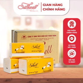 Thùng 9 giấy ăn rút Silkwell Sếu 200 tờ 3 lớp hàng cao cấp, lụa mềm mịn không tẩy trắng chính hãng