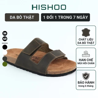 Dép đế trấu birken nam nữ unisex BÒ da lộn Xé Dán quai ngang chính hãng BIGSIZE 35 - 43 Hishoo R103