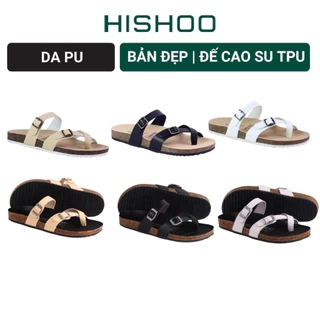 Dép Đế Trấu Nam Nữ Birken Xỏ Ngón Da Bò Sáp Hishoo M098