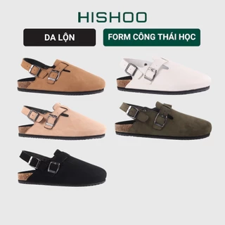 Dép đế trấu sục Sandal Boston nam nữ unisex quai ngang đi học công sở bigsize chính hãng Hishoo VNXK R111