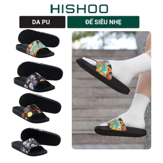 Dép quai ngang slipper Kẹo hay bị ghẹo cao cấp nam, nữ HISHOO siêu nhẹ da Bò thời trang size 36-45 U113