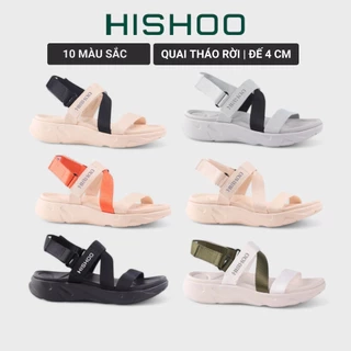 Giày Sandal Dù Sport Nhẹ Êm Đi Học Đi Làm Đi Chơi Đế Cao 4 Cm Xé dán quai chéo quai dù nam, nữ HISHOO F001