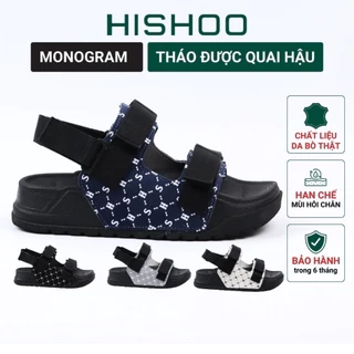 Giày Sandal quai ngang XANH DƯƠNG Monogram cao cấp nam, nữ HISHOO siêu nhẹ thời trang size 34-41 S131