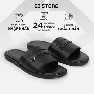 Dép da nam G2 Gaia kiểu quai ngang, Dép lê nam chất liệu da bò đế khâu cao cấp thích hợp đi biển