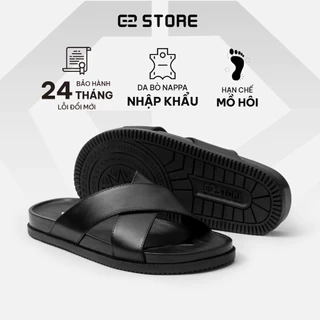 Dép quai chéo nam  G2.STORE Ares đi biển màu đen thời trang bằng da cao cấp