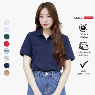 Áo polo nữ trơn tay ngắn basic form rộng GILLEE mang phong cách Hàn Quốc chất liệu cotton thoáng mát, mềm mại FAP078