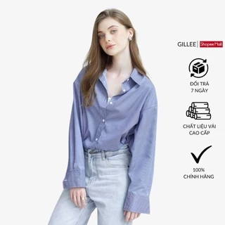 Áo sơ mi kẻ sọc nữ GILLEE dáng oversized, sơ mi form rộng vải kate Mỹ cao cấp chống nhăn, thấm hút tốt FAS294