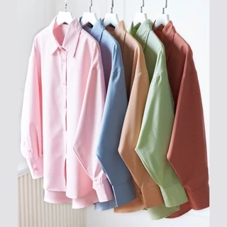 Áo sơ mi nữ GILLEE chất cotton dáng oversized, sơ mi form rộng vải cotton thấm hút, tôn dáng FAS333