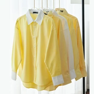 Áo sơ mi nữ GILLEE dáng oversized, sơ mi form rộng vải kate Mỹ Hồng pastel chống nhăn tốt FAS293