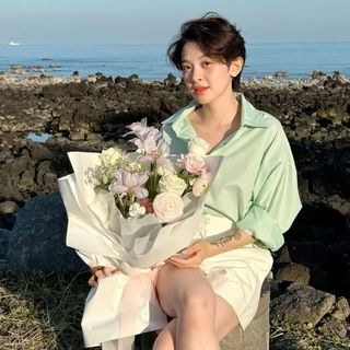 Áo sơ mi nữ pastel GILLEE sơ mi dáng oversized, sơ mi form rộng vải kate Mỹ tone màu pastel chống nhăn, thấm hút FAS293
