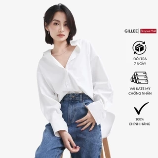 Áo sơ mi trắng nữ GILLEE dáng oversized, sơ mi form rộng vải kate Mỹ thanh lịch FAS291