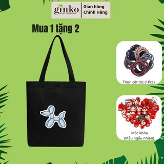 Túi Vải Tote GINKO có dây kéo khóa ( túi con bên trong) phong cách Hàn Quốc in Quote (Nhiều mẫu)