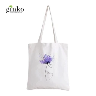 Túi Vải Tote GINKO Kiểu Basic có dây kéo khóa (có túi con bên trong) In Hình love lazy day G179