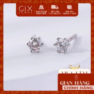 Bông tai Bạc nữ mạ vàng trắng đính đá CZ 3li sáng lấp lánh đẹp Gix Jewel SPGBT05