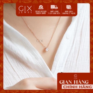 Dây chuyền bạc mạ vàng chấu bao đính 1 viên đá cao cấp sang trọng Cz Gix Jewel DC18