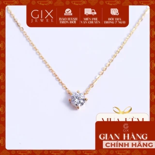 Dây chuyền bạc nữ đẹp mạ vàng đá CZ trắng cao cấp, bạc mạ vàng trắng Gix Jewel SPGDC07