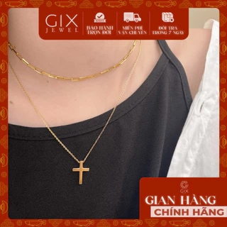 Dây chuyền chữ thập trơn cho nam nữ bạc ý 925 sợi nhỏ nhuyễn ôm sát cổ Gix Jewel