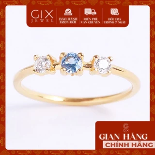 Nhẫn bạc S925 nữ cao cấp đẹp đá xanh nước biển Gix Jewel SPGN04