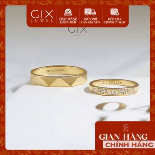 Nhẫn cưới bạc 925 mạ vàng 18k thiết kế riêng mới nhất full kim cương tấm Gix Jewel
