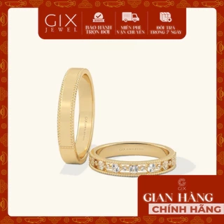 Nhẫn cưới hột xoàn đẹp bạc 925 mạ vàng trắng 14k mới full hạt đính Moissanite Gix Jewel