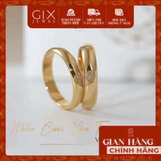 Nhẫn cưới khắc dấu vân tay vàng tây 18k bản mo khắc chữ Gix Jewel