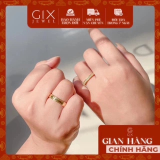 Nhẫn cưới platinum thiết kế đơn giản đẹp đính kim cương thiên nhiên khắc chữ Gix Jewel