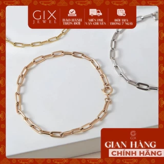 Vòng tay bạc nam nữ mắc xích vuông cá tính mạ vàng 18k Gix Jewel