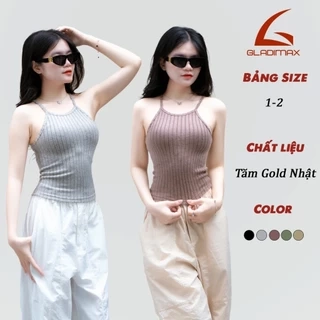 Áo 2 Dây Cổ Yếm CY156 Chất Tăm Gold Nhật Tôn Dáng l Thiết Kế Croptop Cách Điệu Cho Nữ 2025