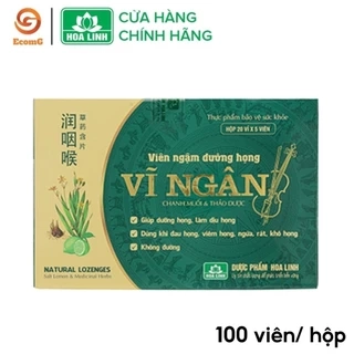 Viên ngậm dưỡng họng Vĩ Ngân hộp 100 viên viên dưỡng họ, giảm đau họng, ngứa rát Global Pharma