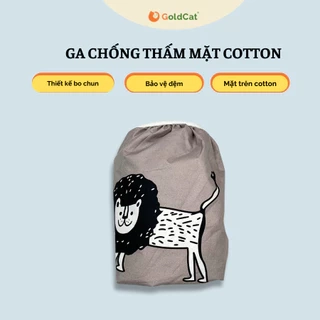 Ga Chống Thấm GOLDCAT Mặt Vải Cotton Thấm Hút, Ngăn Ngừa Đệm Ẩm Mốc, Hoạ Tiết Thú Rừng Đáng Yêu